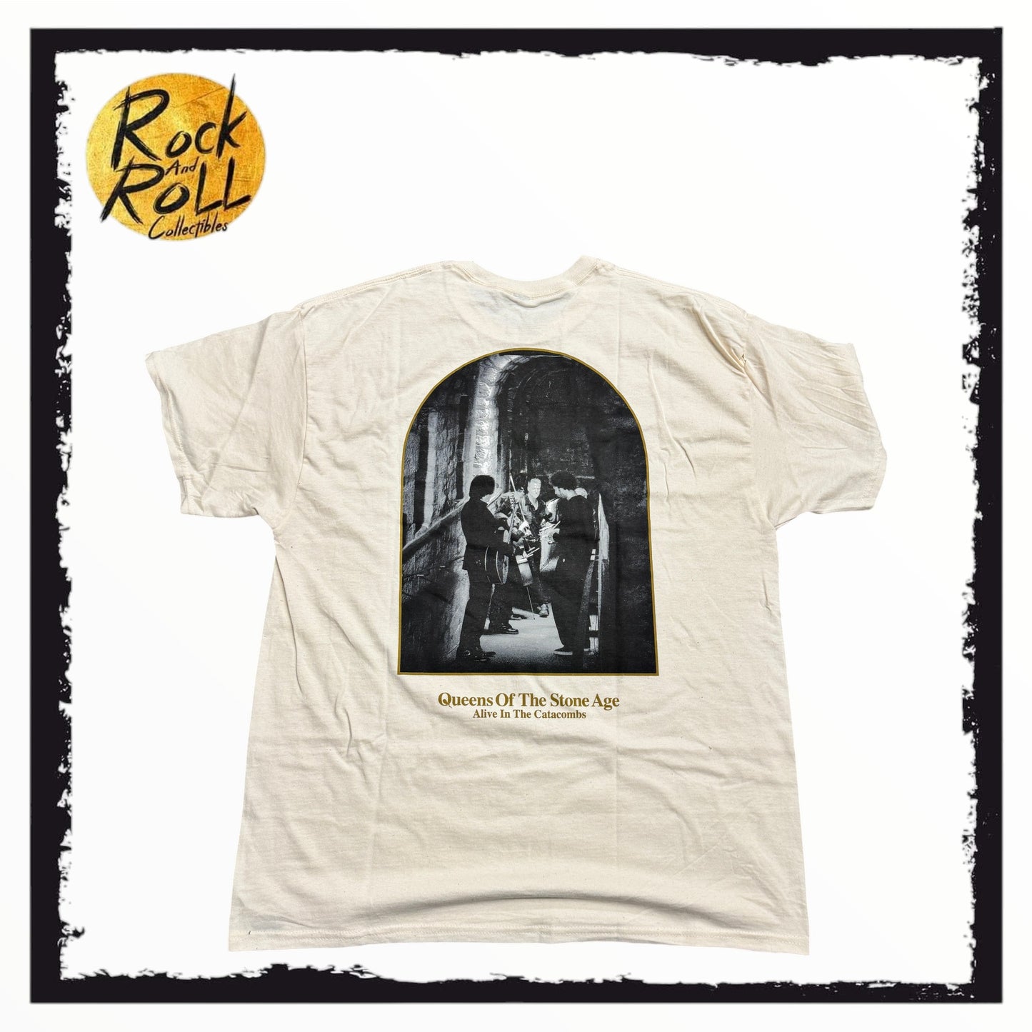 Queens Of The Stone Age Alive in the Catacombs Beige T-Shirt - XL