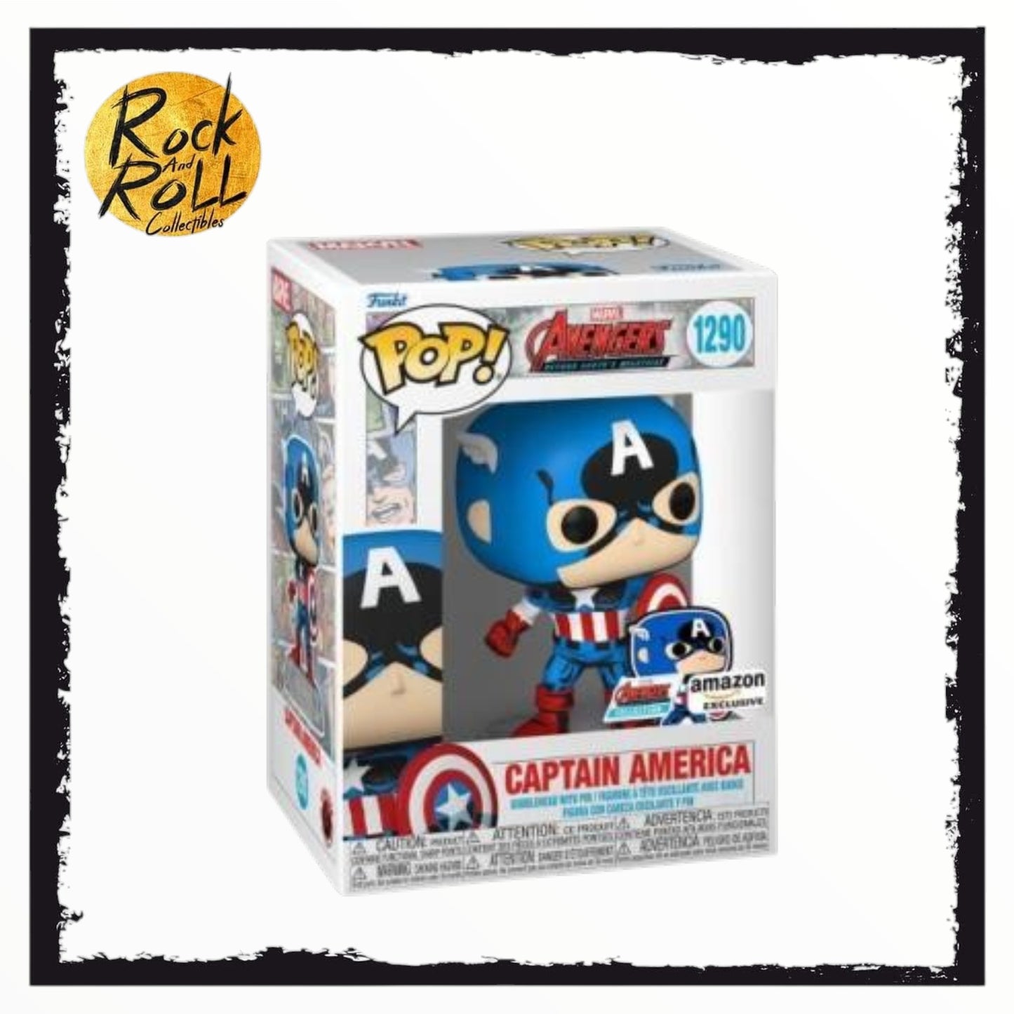 Marvel Captain America w/Pin 60th Anniversary Collection Funko Pop! #1290 Amazon Exclusive