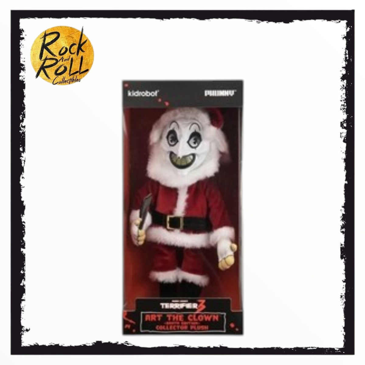 KidRobot Phunny Collector Vinyl Face Plush - Terrifier 3 Art the Clown "Santa Edition" - US Import