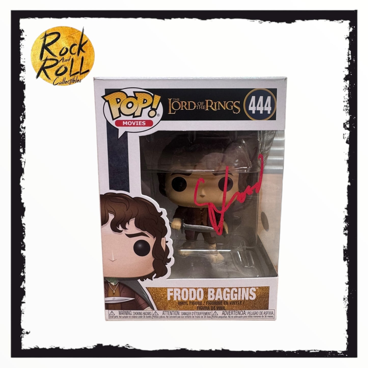 The Lord Of The Rings-Frodo Baggins Funko Pop #444 Signed By Elijah Wood JSA Authentication Condition 8/10