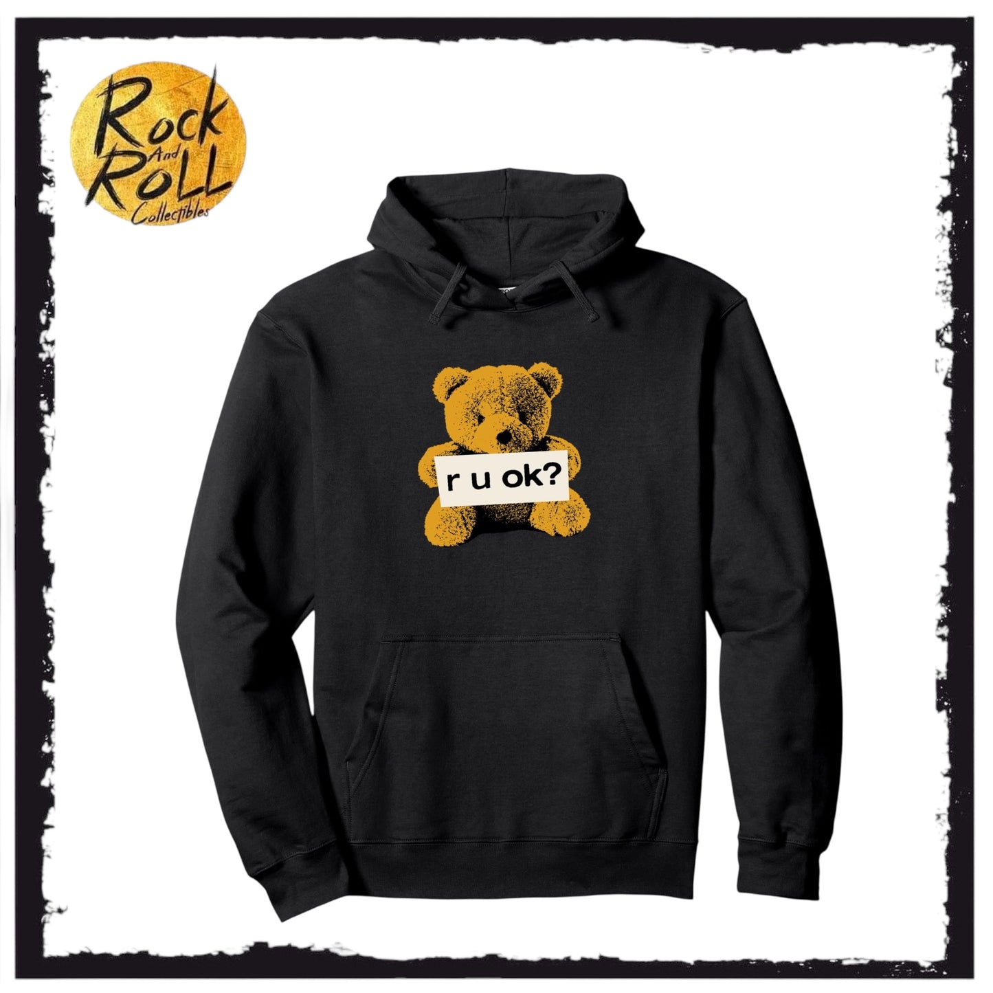 Yungblud Official ‘r u ok?’ Teddy Bear Black Pull Over Hoodie (Small)
