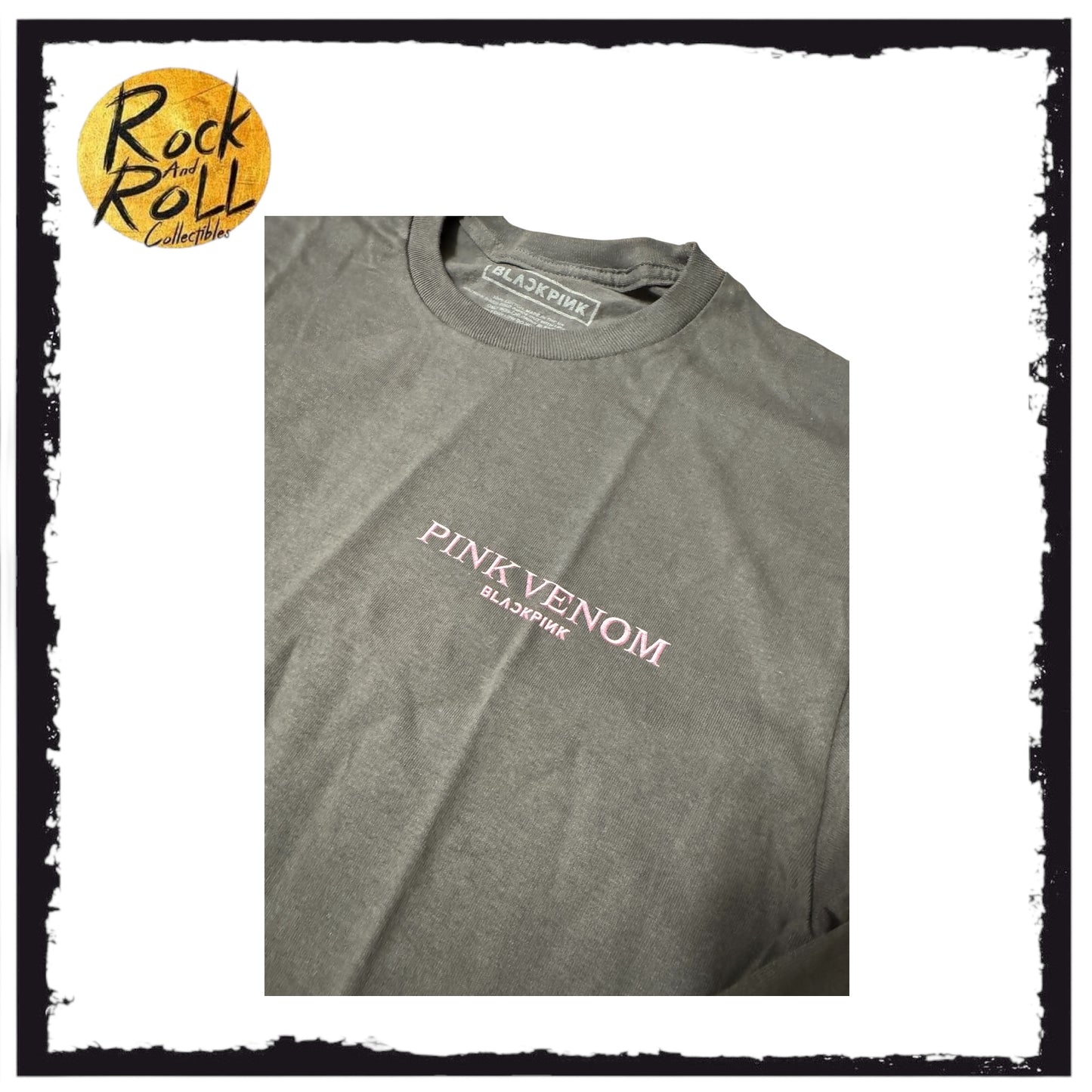Blackpink 'Pink Venom' Jennie Grey Long Sleeve Crewneck T-Shirt (Medium)