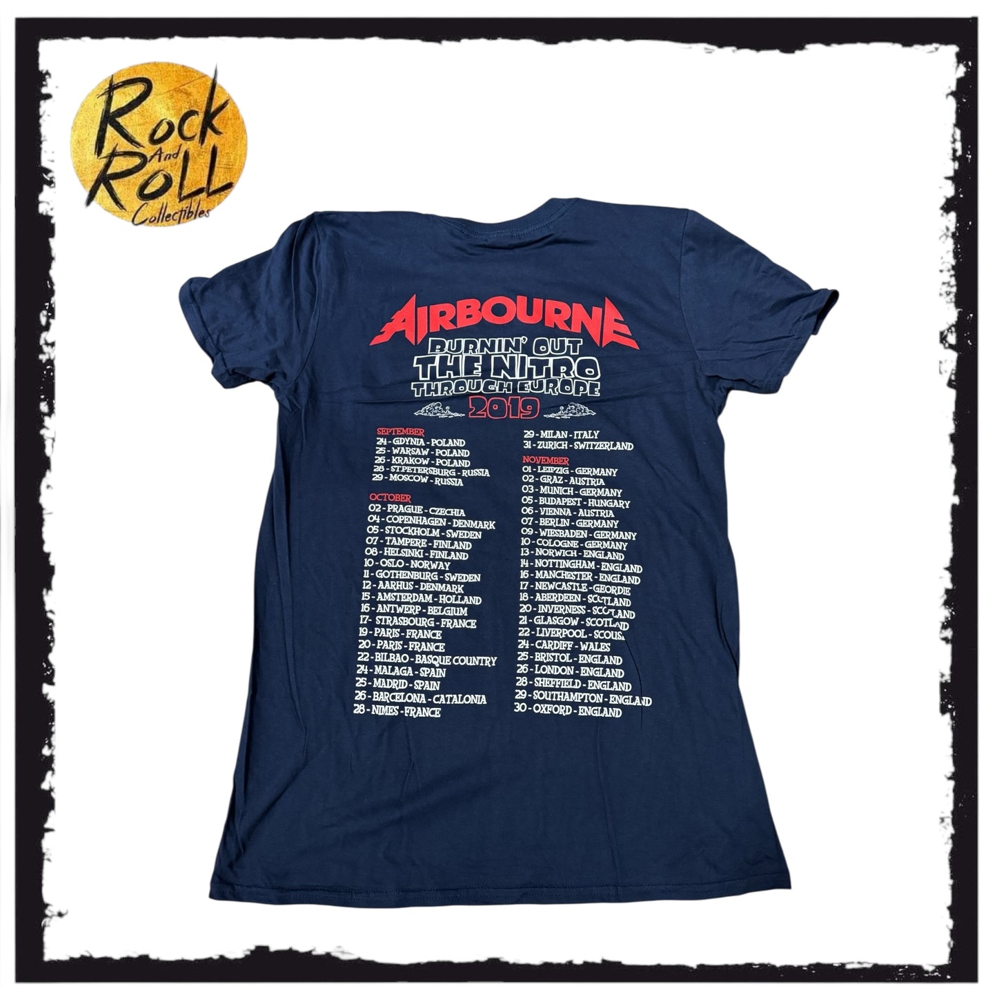 Airbourne "Burnin' Out The Nitro Through Europe" Tour 2019 Crewneck T-Shirt