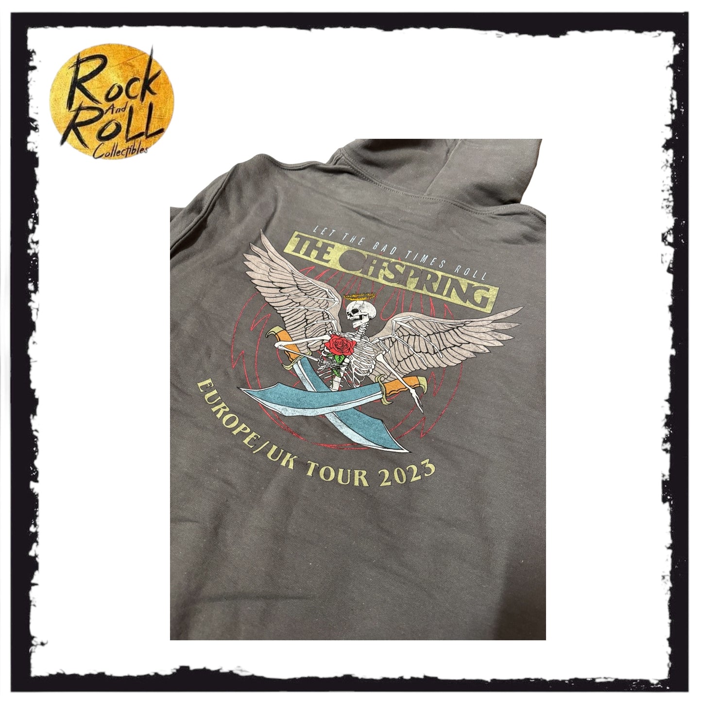 The Offspring "Let The Bad Times Roll" Europe/UK 2023 Tour Grey Pullover Hoodie (Small)