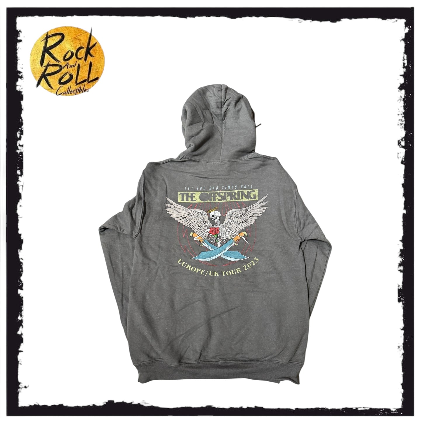 The Offspring "Let The Bad Times Roll" Europe/UK 2023 Tour Grey Pullover Hoodie (Small)