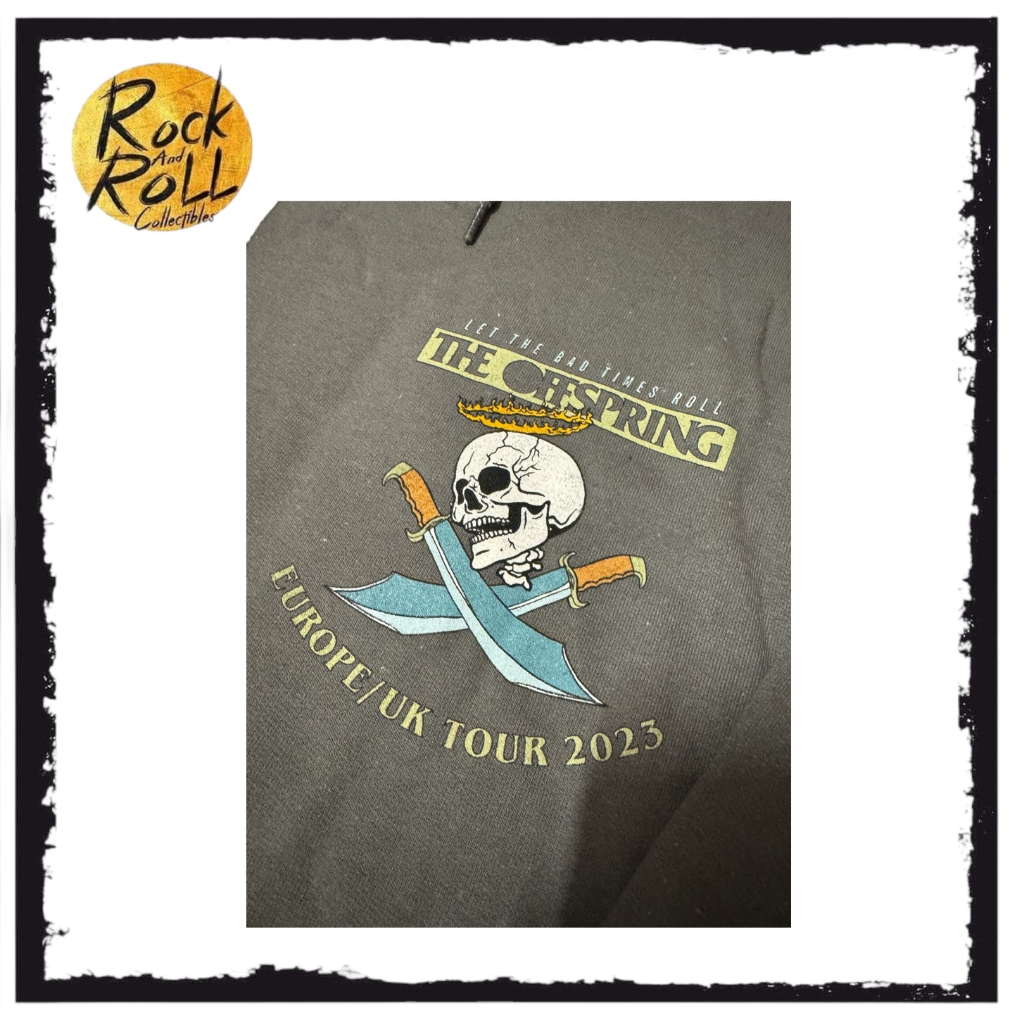 The Offspring "Let The Bad Times Roll" Europe/UK 2023 Tour Grey Pullover Hoodie (Small)
