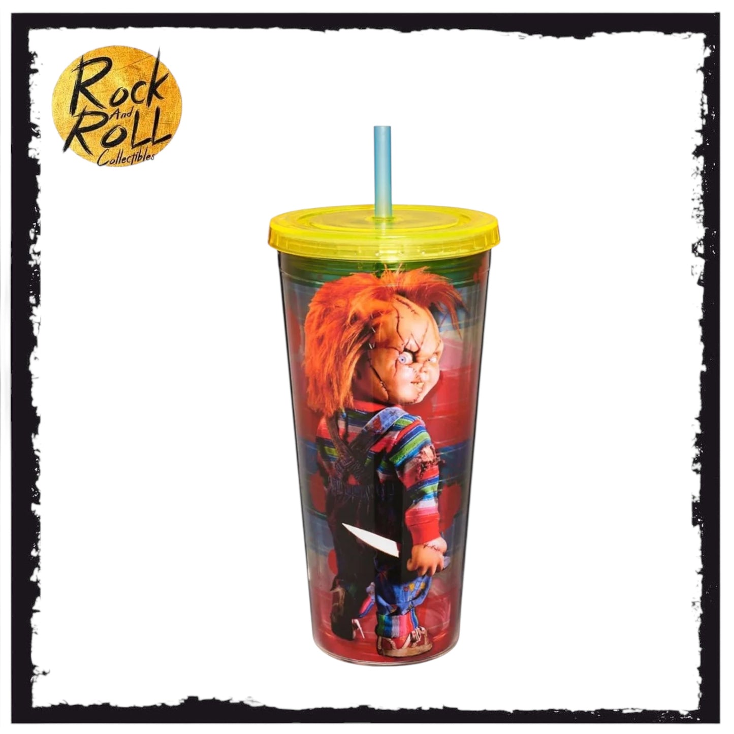 Spirit Halloween - Chucky Striped Cup w/Straw