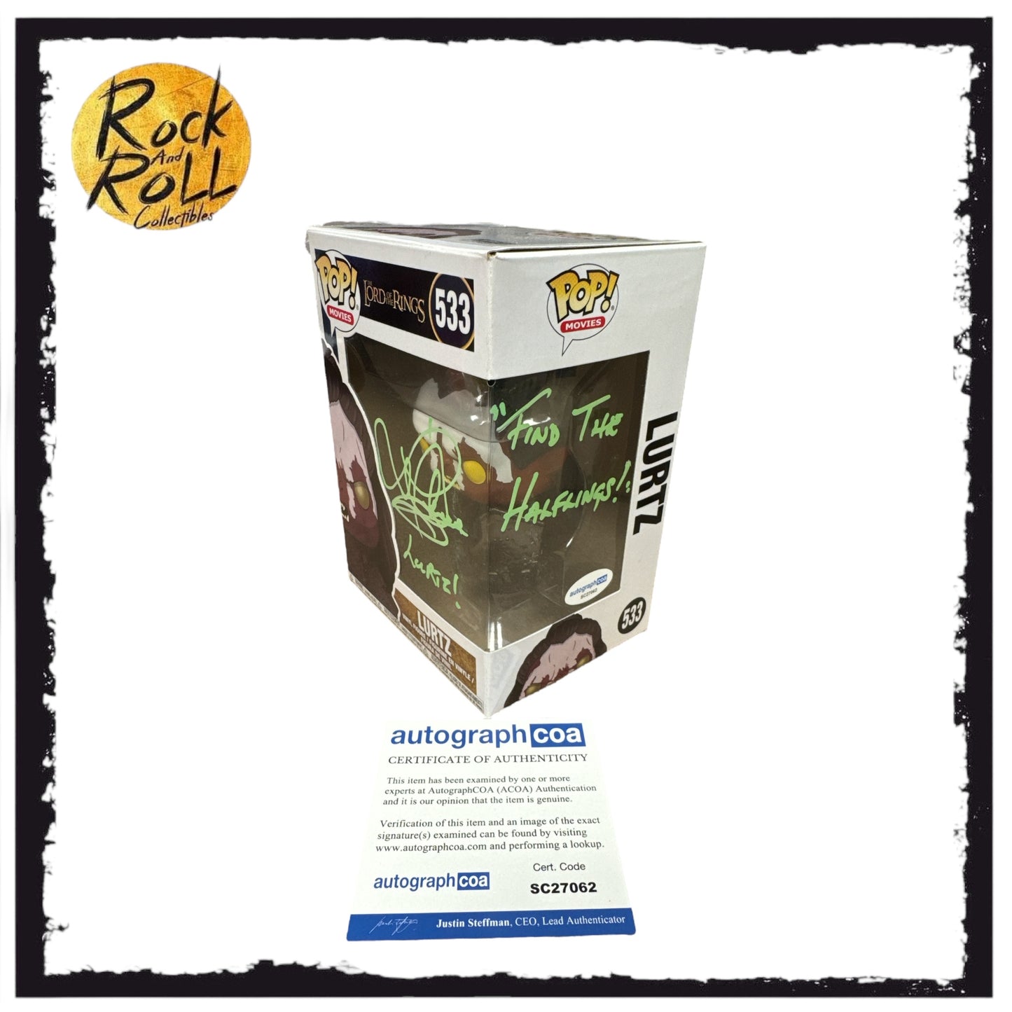 The Lord of the Rings - Lurtz Funko Pop! #533 Signed by Lawrence Makoare ACOA Sticker