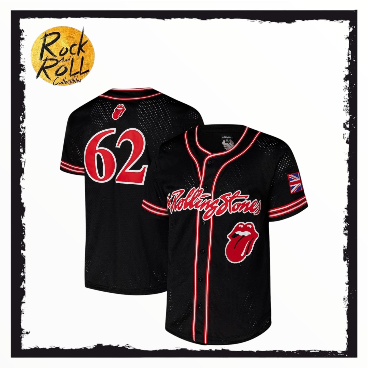 Rolling Stones Black Baseball Fashion Jersey - Medium
