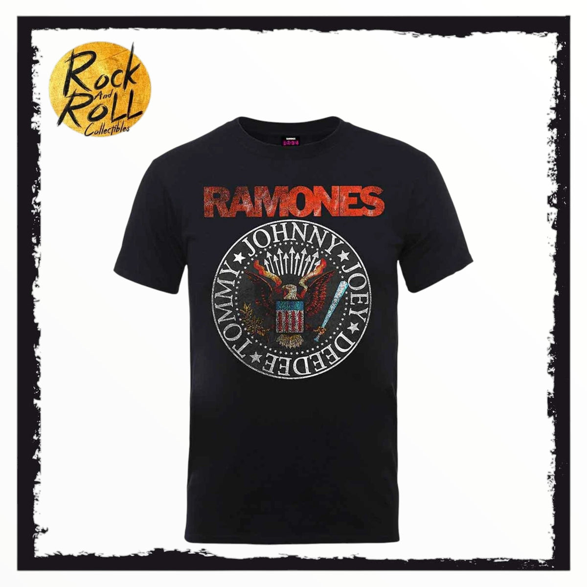 Ramones Unisex T-Shirt: Vintage Eagle Seal (Black)