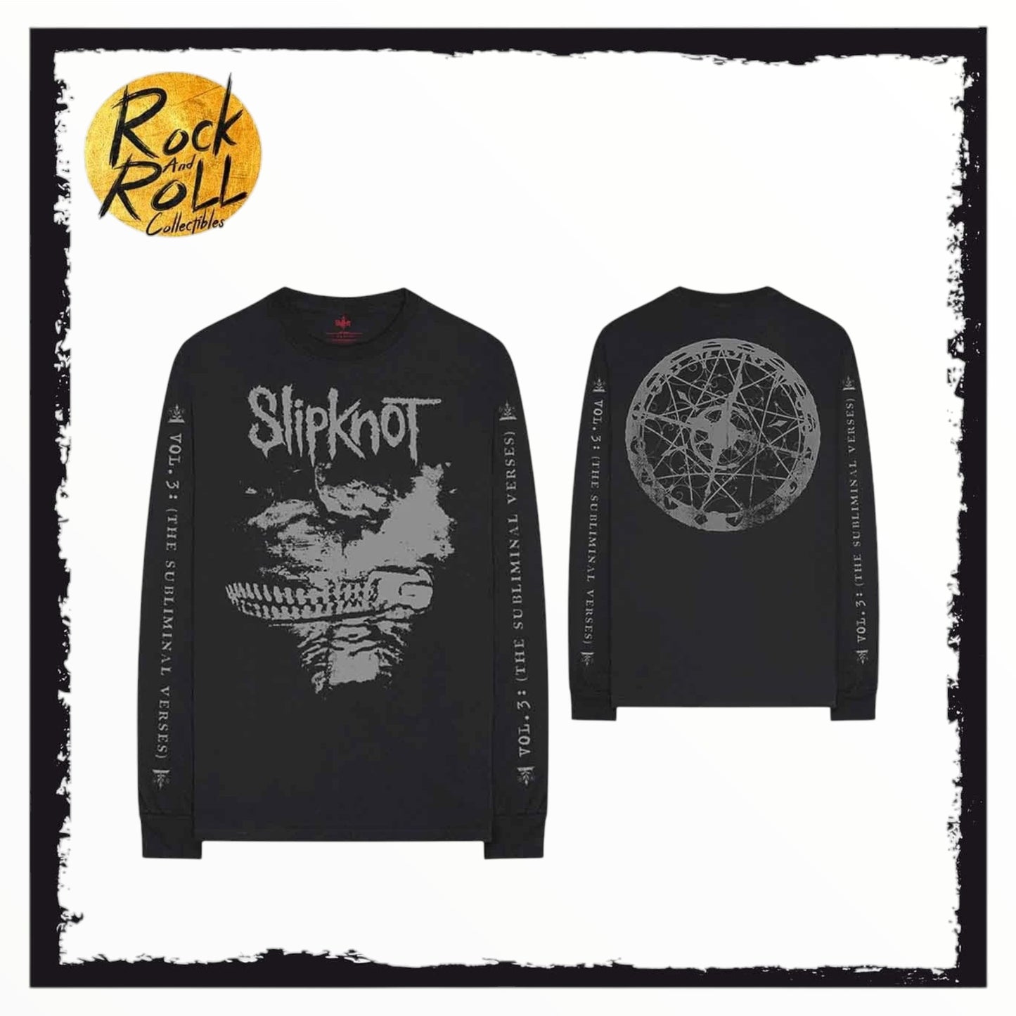 Slipknot Unisex Long Sleeve T-Shirt: Subliminal Verses (Black) (Back & Sleeve Print)
