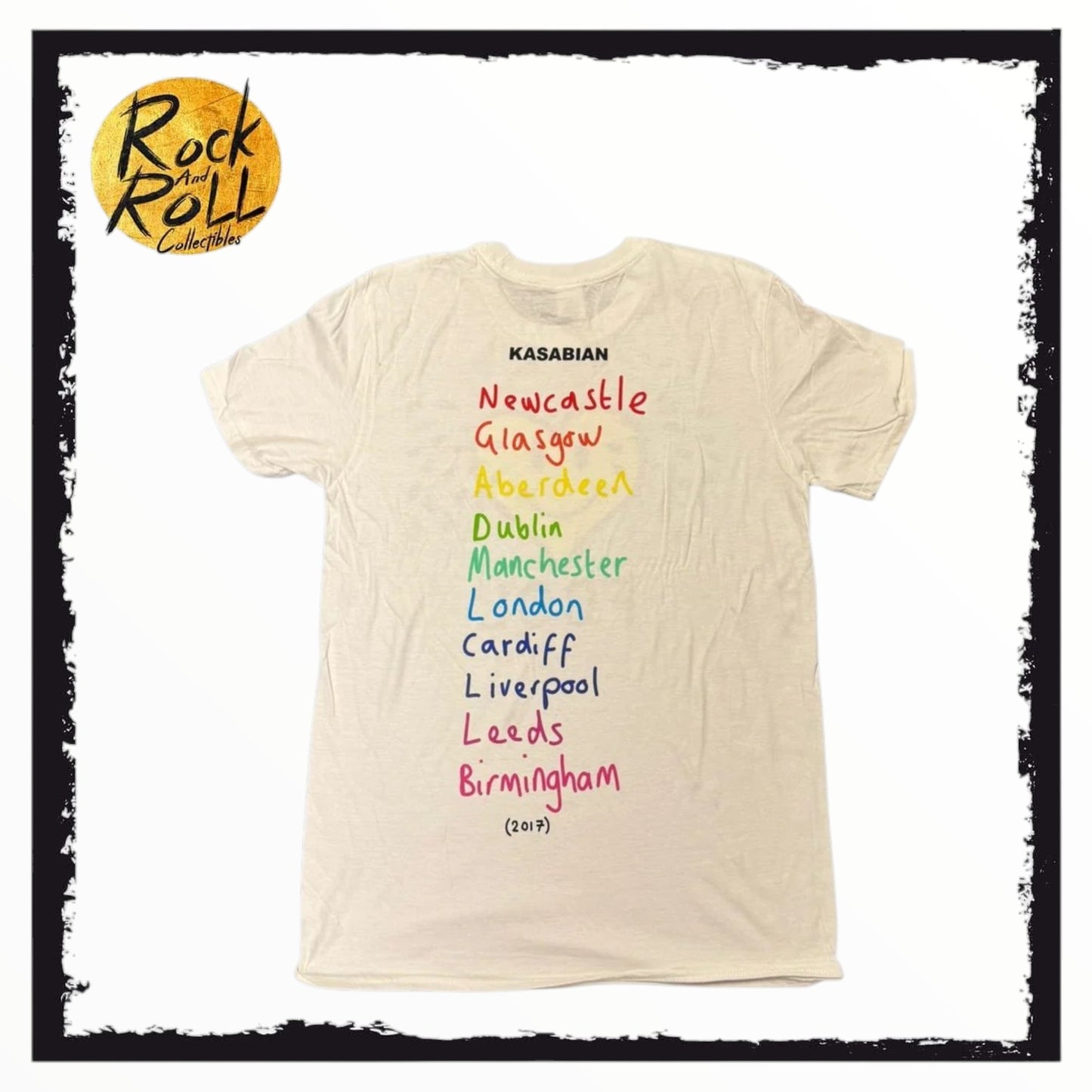Kasabian - "FCOL" White Official 2017 Tour T-Shirt (Yellow Heart)