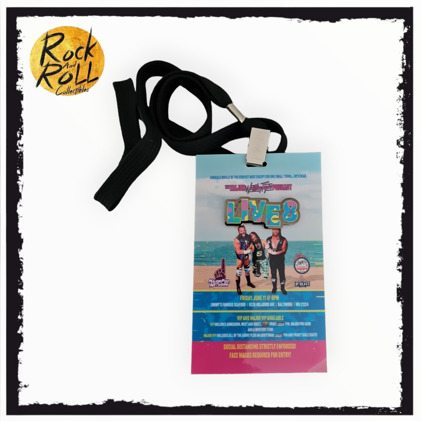 Major Wrestling Figure Podcast Live 8 Enamel Pin Lanyard