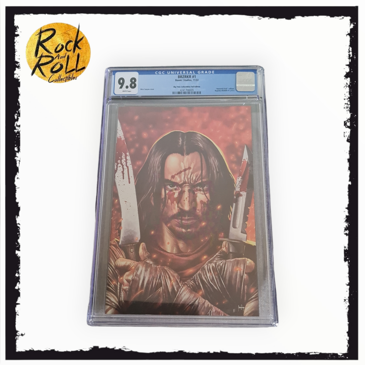 Boom! Studios 11/22 BRZRKR #1 Big Time Collectibles Foil Edition Mico Suayan Cover - CGC 9.8