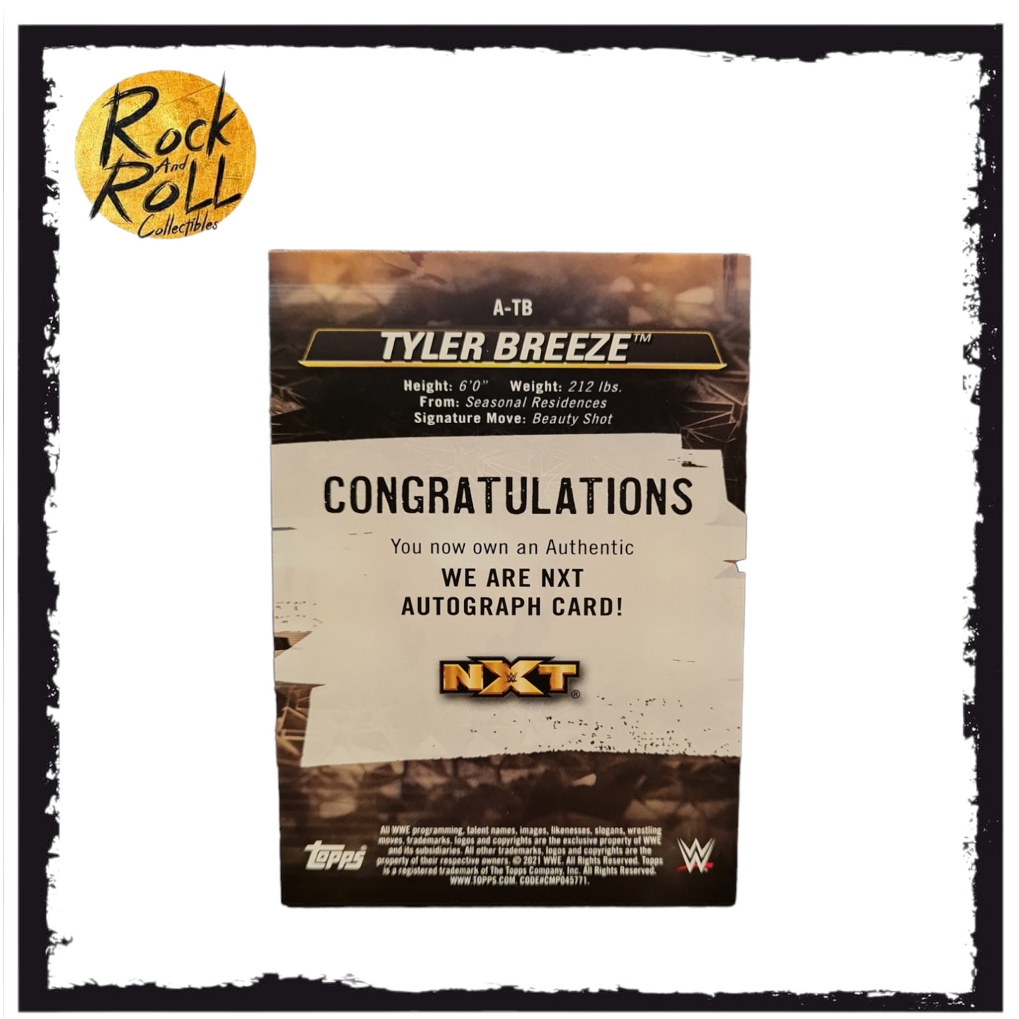 Tyler Breeze 2021 Topps WWE NXT Auto Autograph Blue Parallel #A-TB 22/50