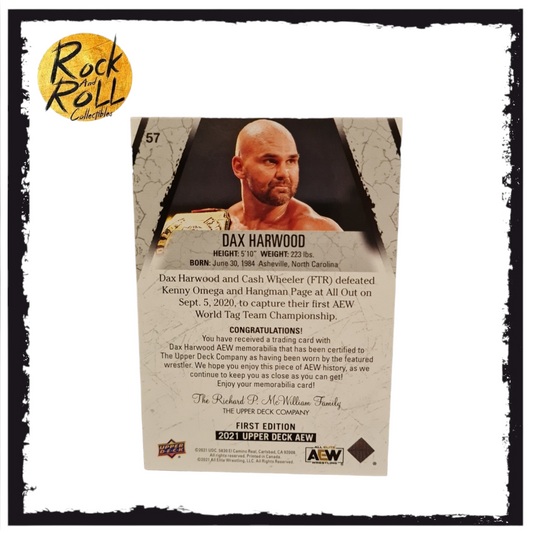 AEW Upper Deck 2021 First Edition - Dax Harwood 43/50 Relic Memorabilia Card #57