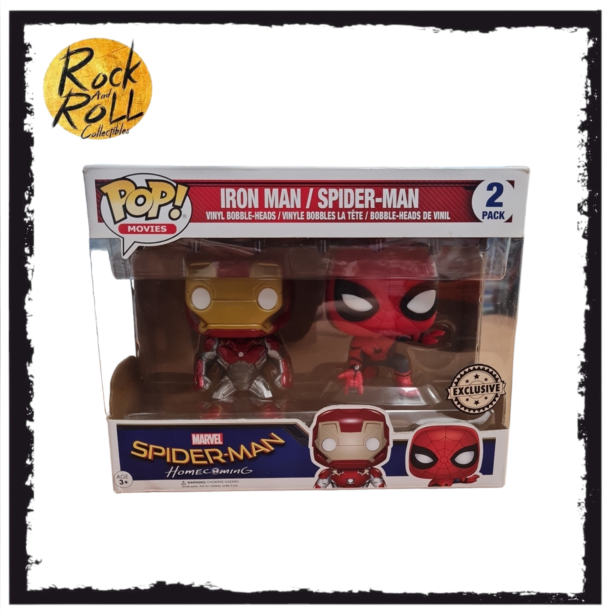 Spider man Homecoming Iron Man Spider Man Funko Pop 2 Pack Excl rock and roll collectibles