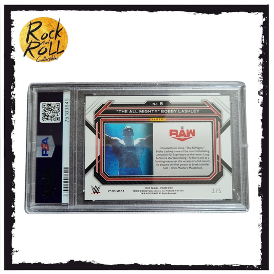 2023 WWE Panini Prizm Bobby Lashley Gold Shimmer FOTL #6 3/5 - PSA MINT 9