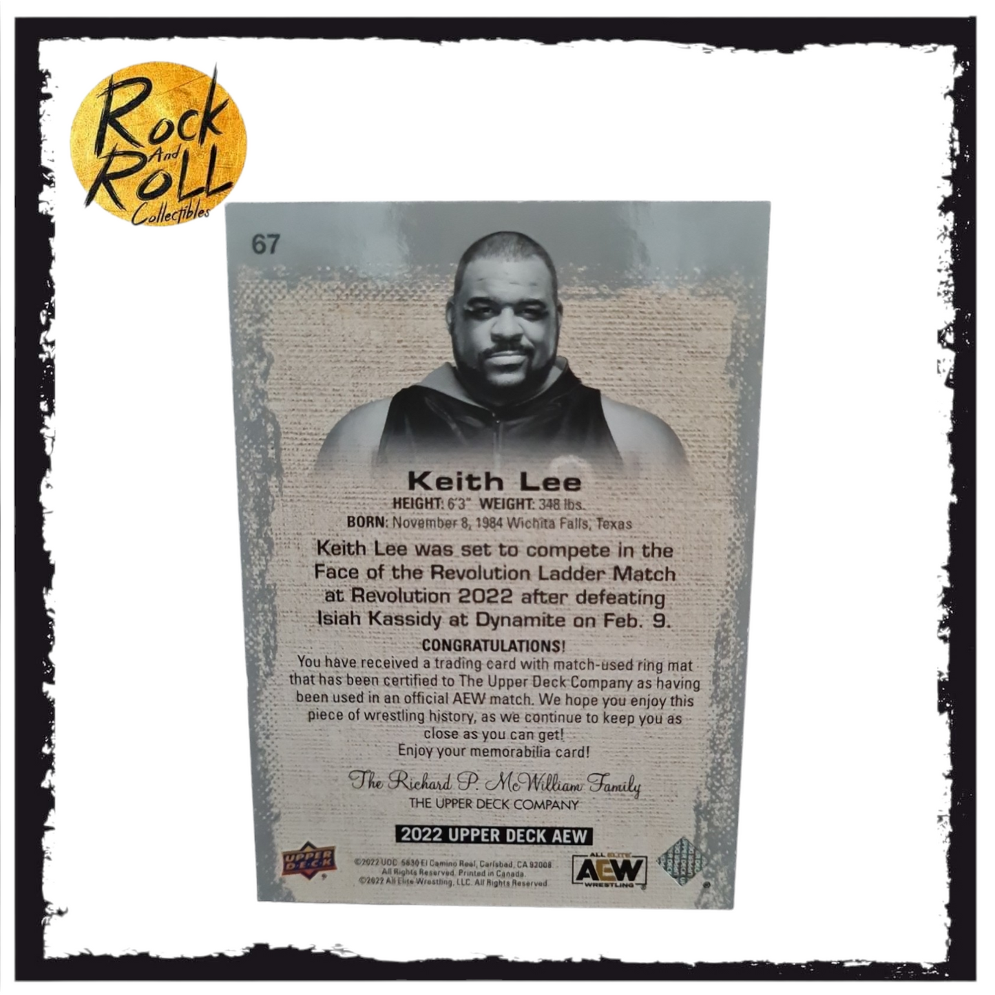 AEW 2022 Upper Deck Relic - Keith Lee #67