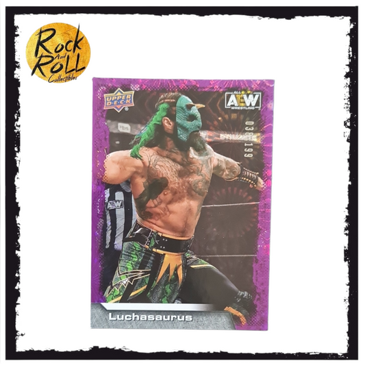 AEW 2022 Upper Deck Luchasaurus Purple Pyro #10 38/199