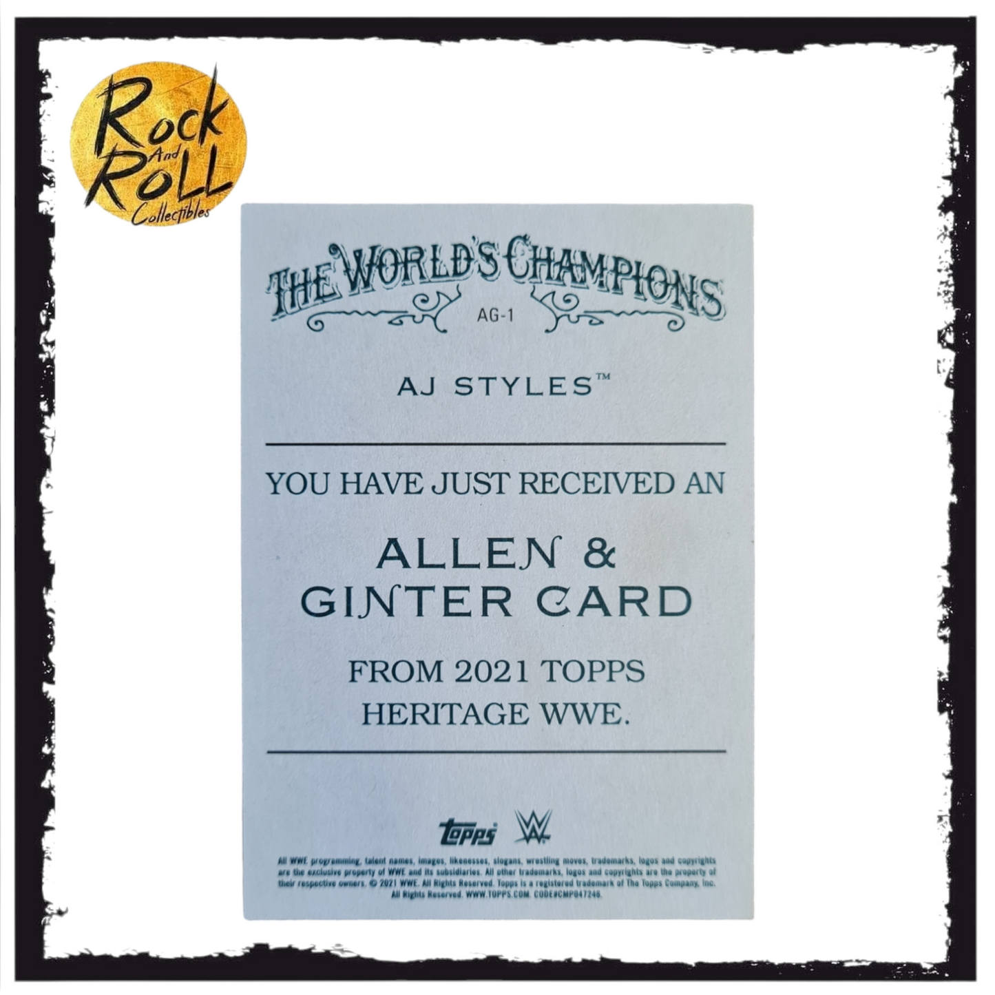 WWE 2021 Topps Heritage Allen & Ginter Card - #AG-1 AJ Styles