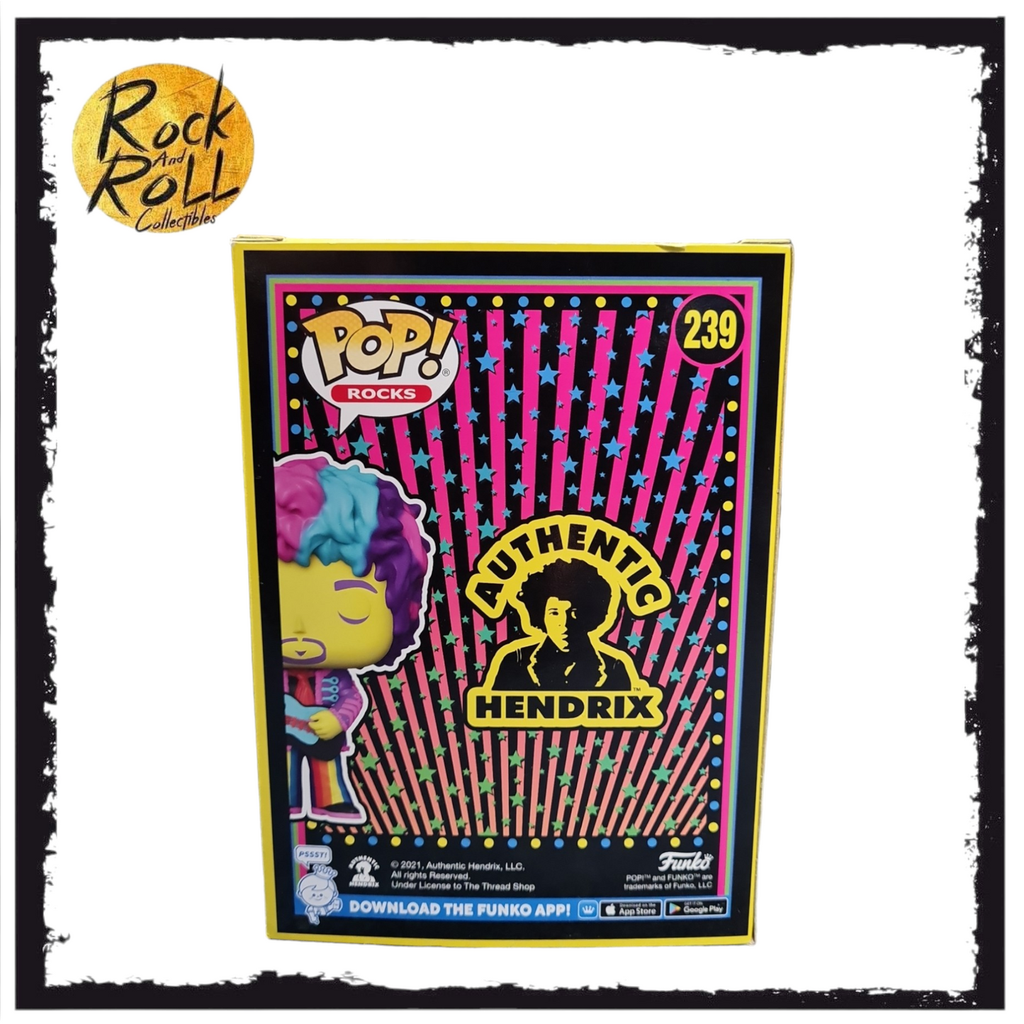 (Box Damage) Jimi Hendrix Blacklight Funko Pop! #239 2021 Fall Convention Shared Exclusive