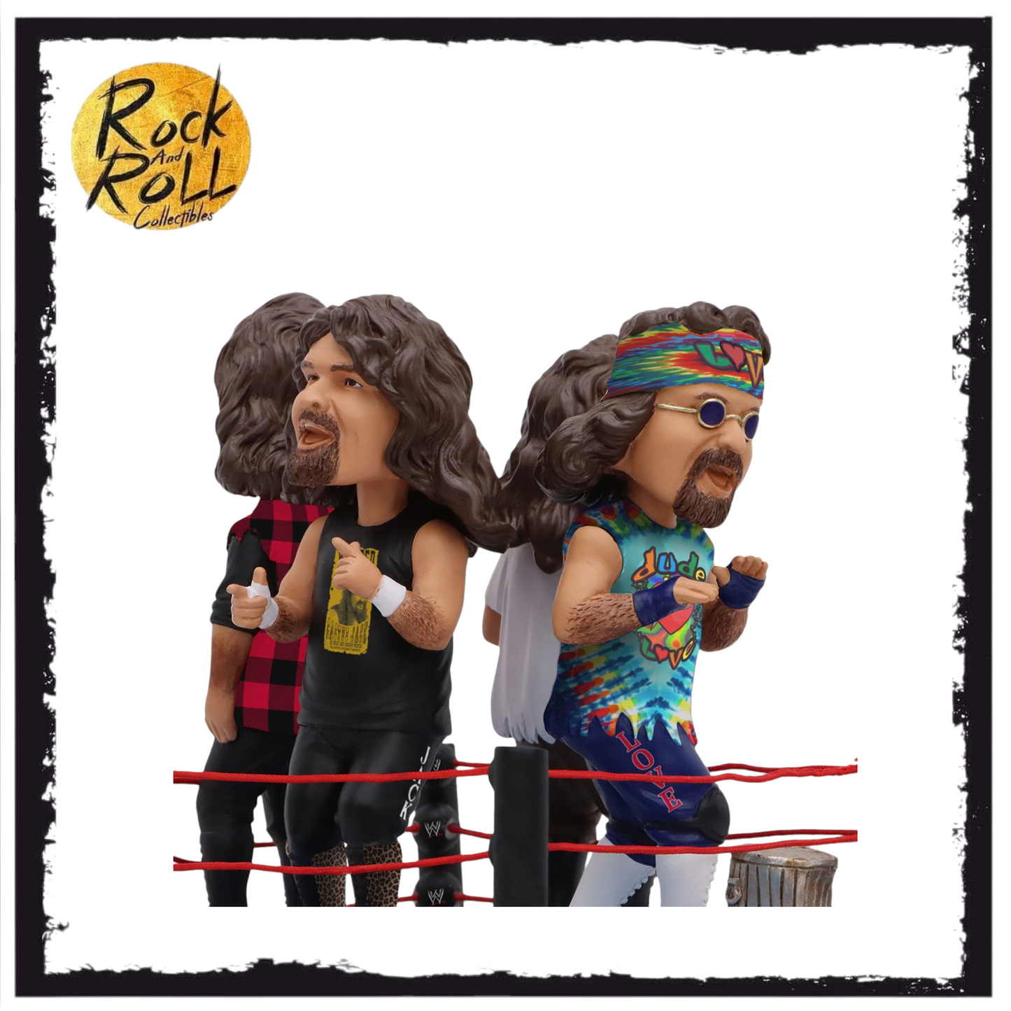 Mick Foley & Mankind & Cactus Jack & Dude Love Faces of Foley WWE Quad Spinner Bobblehead FOCO