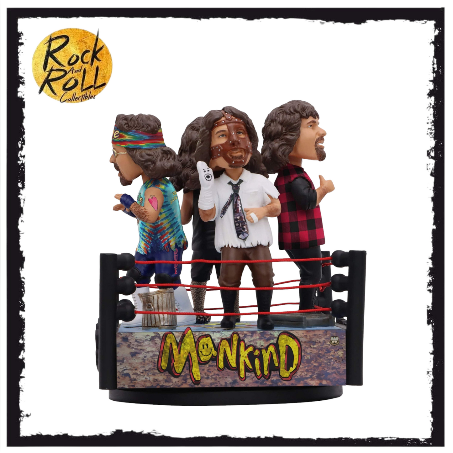 Mick Foley & Mankind & Cactus Jack & Dude Love Faces of Foley WWE Quad Spinner Bobblehead FOCO