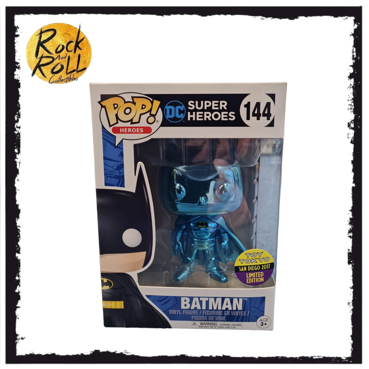 DC Super Heroes - Batman Blue Chrome Funko Pop! #144 Toy Tokyo San Diego 2017 LE