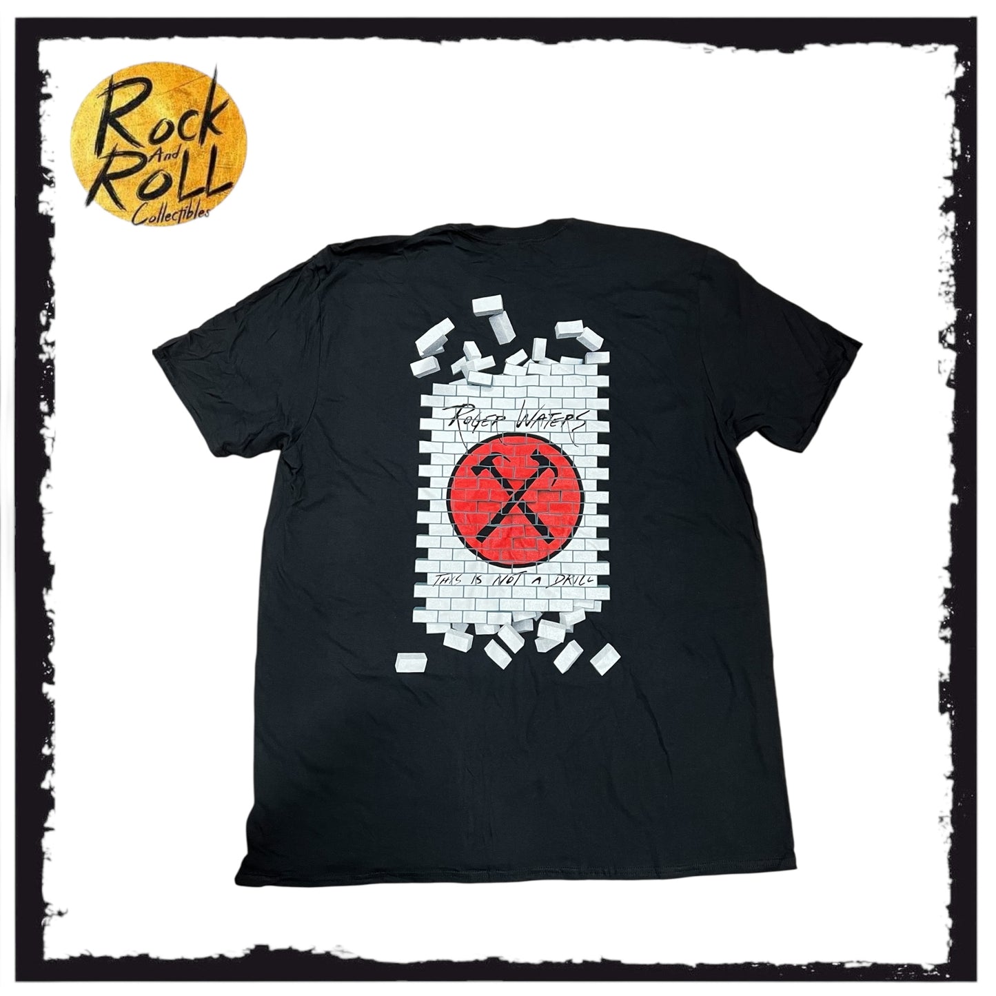 Roger Waters "This Is Not A Drill" Black Crewneck T-Shirt 'The Wall'
