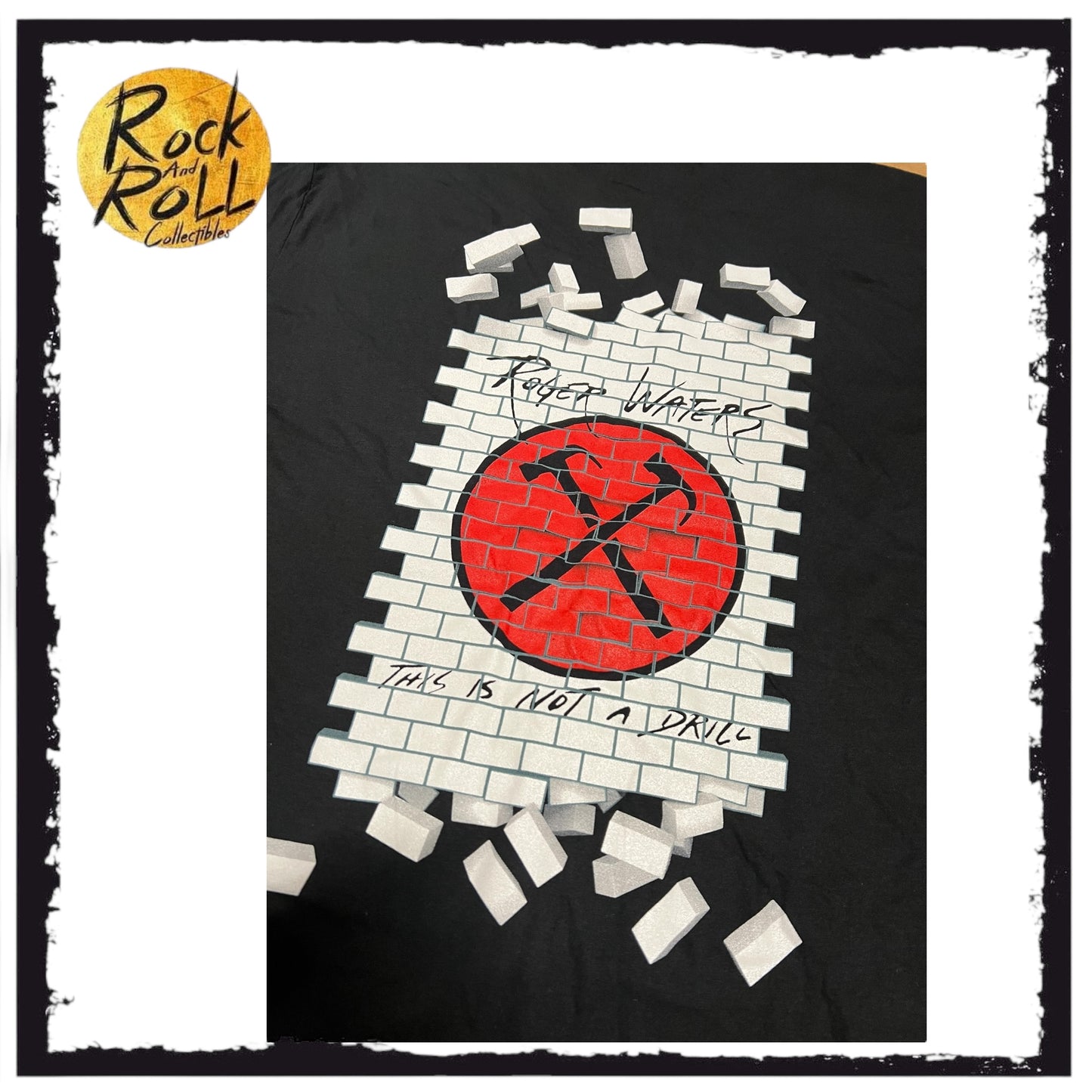 Roger Waters "This Is Not A Drill" Black Crewneck T-Shirt 'The Wall'