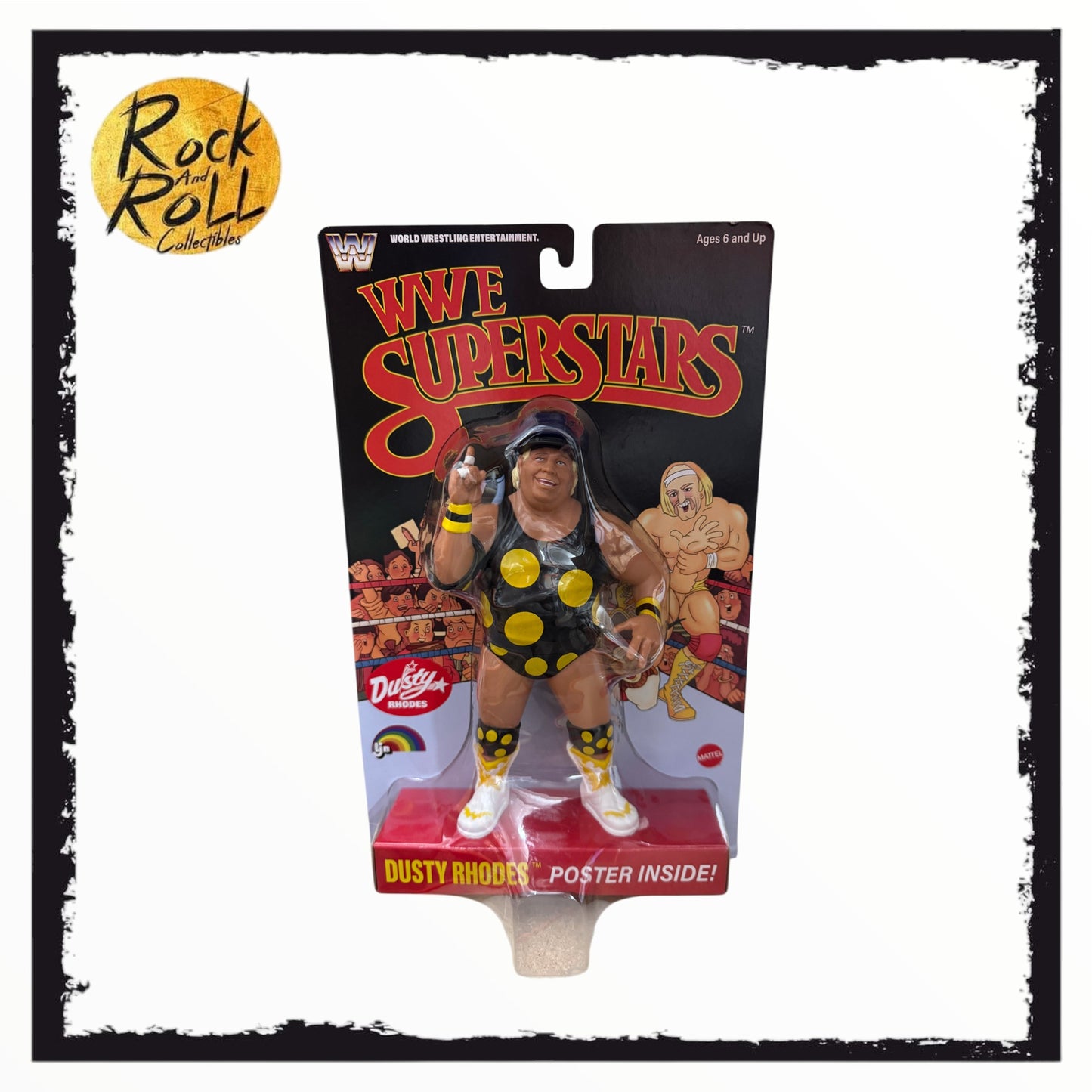 Damaged Card/Bubble - WWE LJN Superstars Dusty Rhodes 8" Retro Action Figure Black Card - US Import