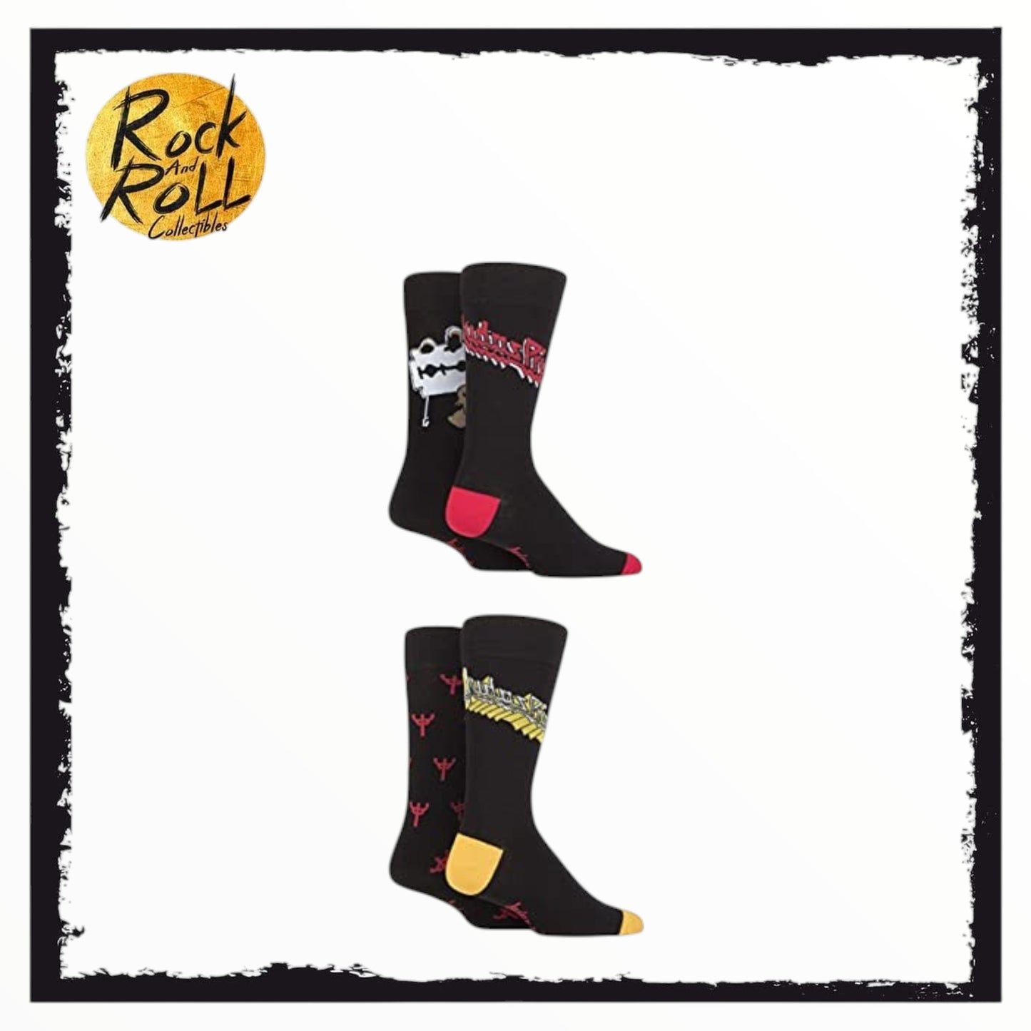 Mens Judas Priest 4 Pack "British Steel" Cotton Socks in Magnetic Gift Box (UK12-14/EUR46-49)