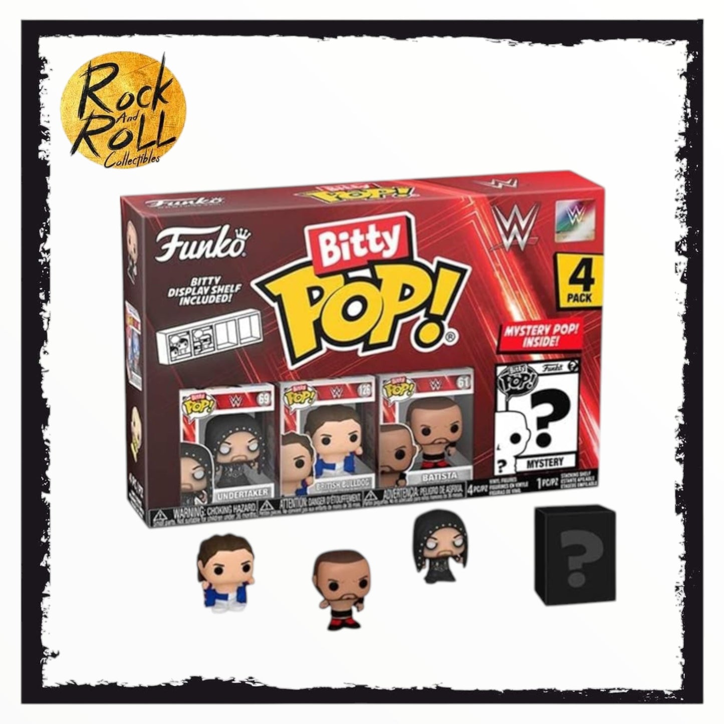 WWE Bitty Pop! 4 Pack - Undertaker/Razor Ramon/Batista & 1 Mystery Bitty Pop!