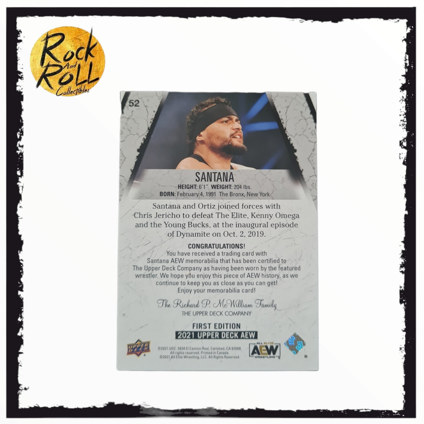 2021 Upper Deck AEW SANTANA Memorabilia Relic Gold /199