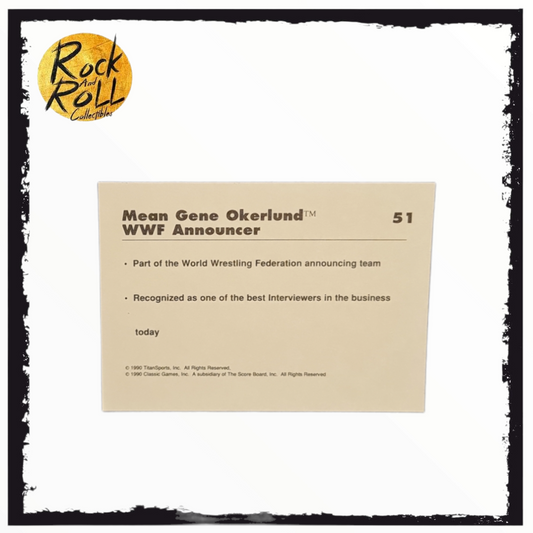 Mean Gene Okerlund Classic WWF 1990 Trading Card #51