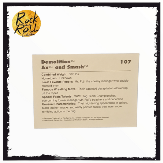 Demolition Classic WWF 1990 Trading Card #107