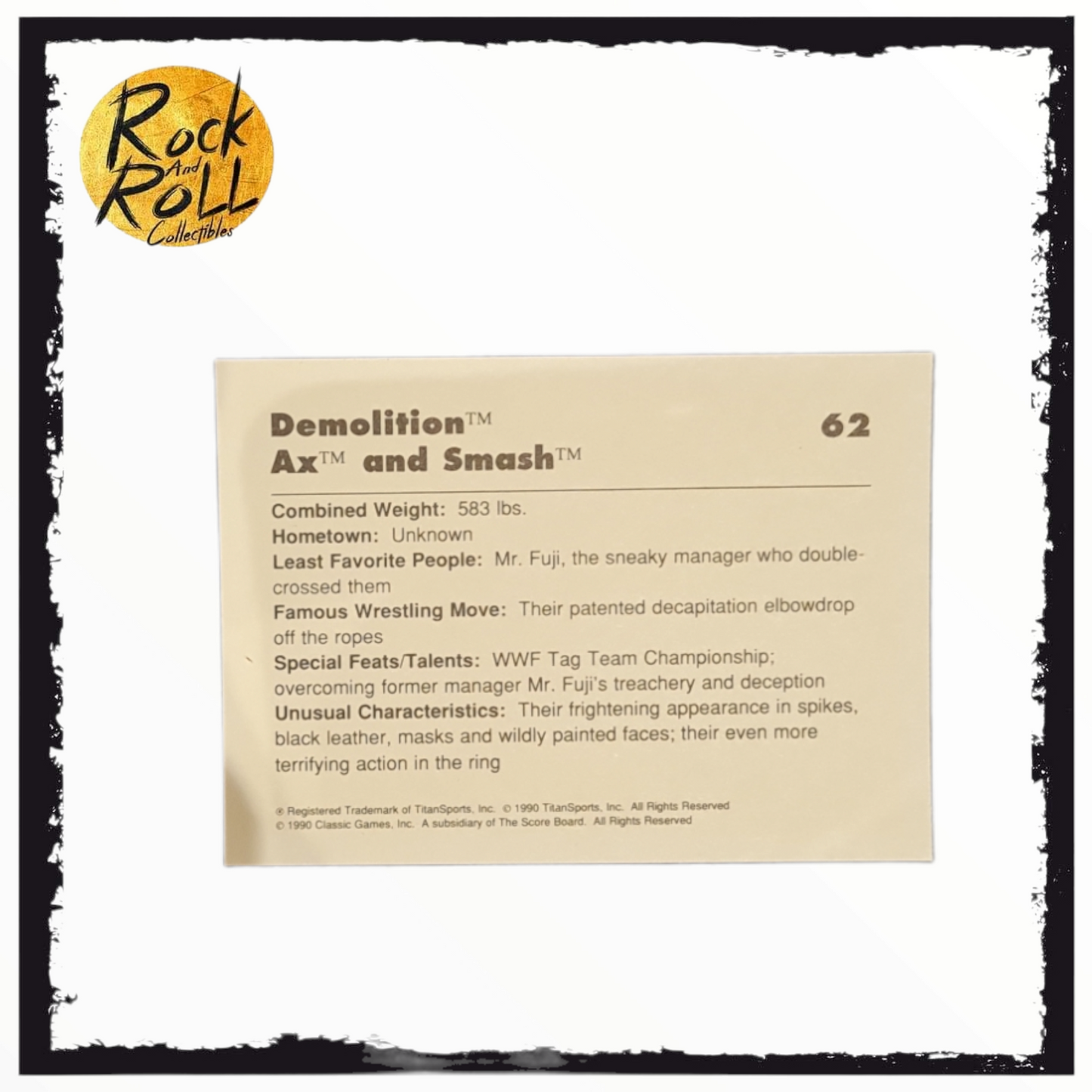 Ax Demolition Classic WWF 1990 Trading Card #62