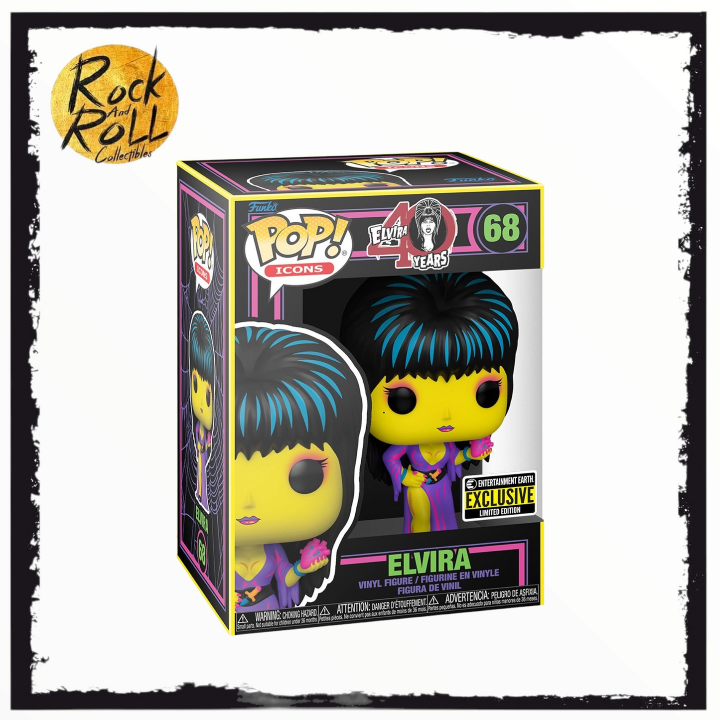 Elvira Funko Pop! Blacklight Entertainment Earth Exclusive #68