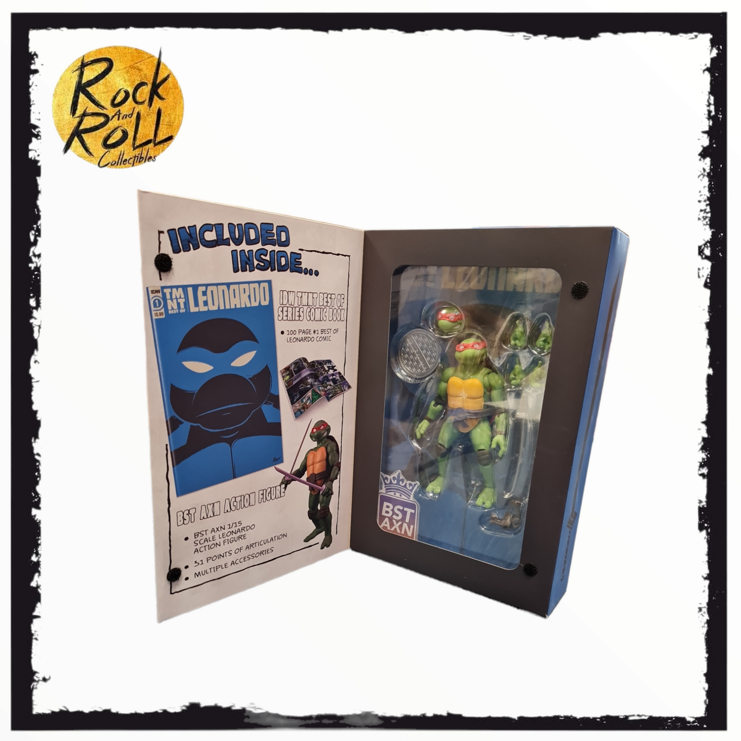 Teenage Mutant Ninja Turtles BST AXN Comic Book + Action Figure - Leonardo
