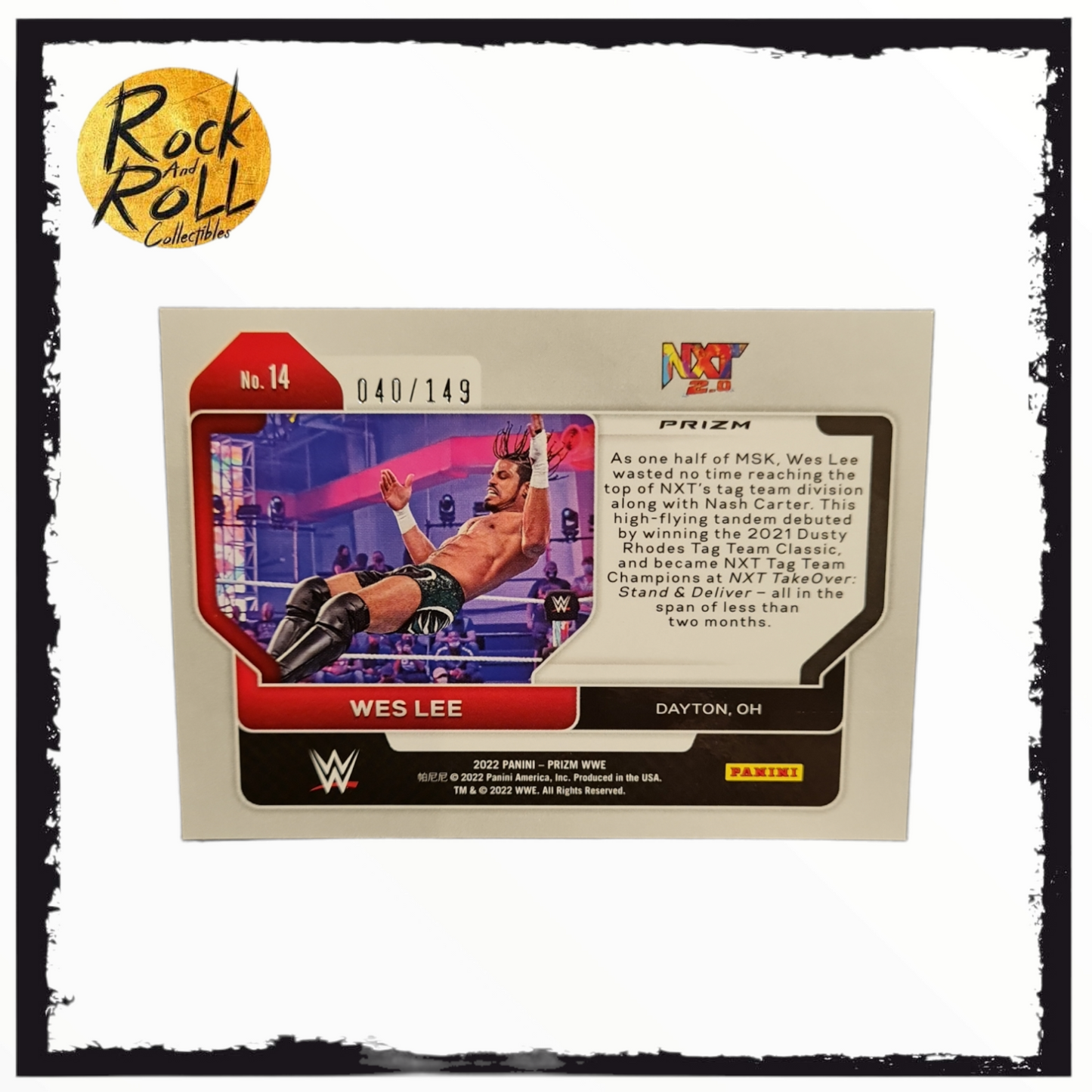 2022 Panini Prizm WWE Purple Prizm /149 Wes Lee #14
