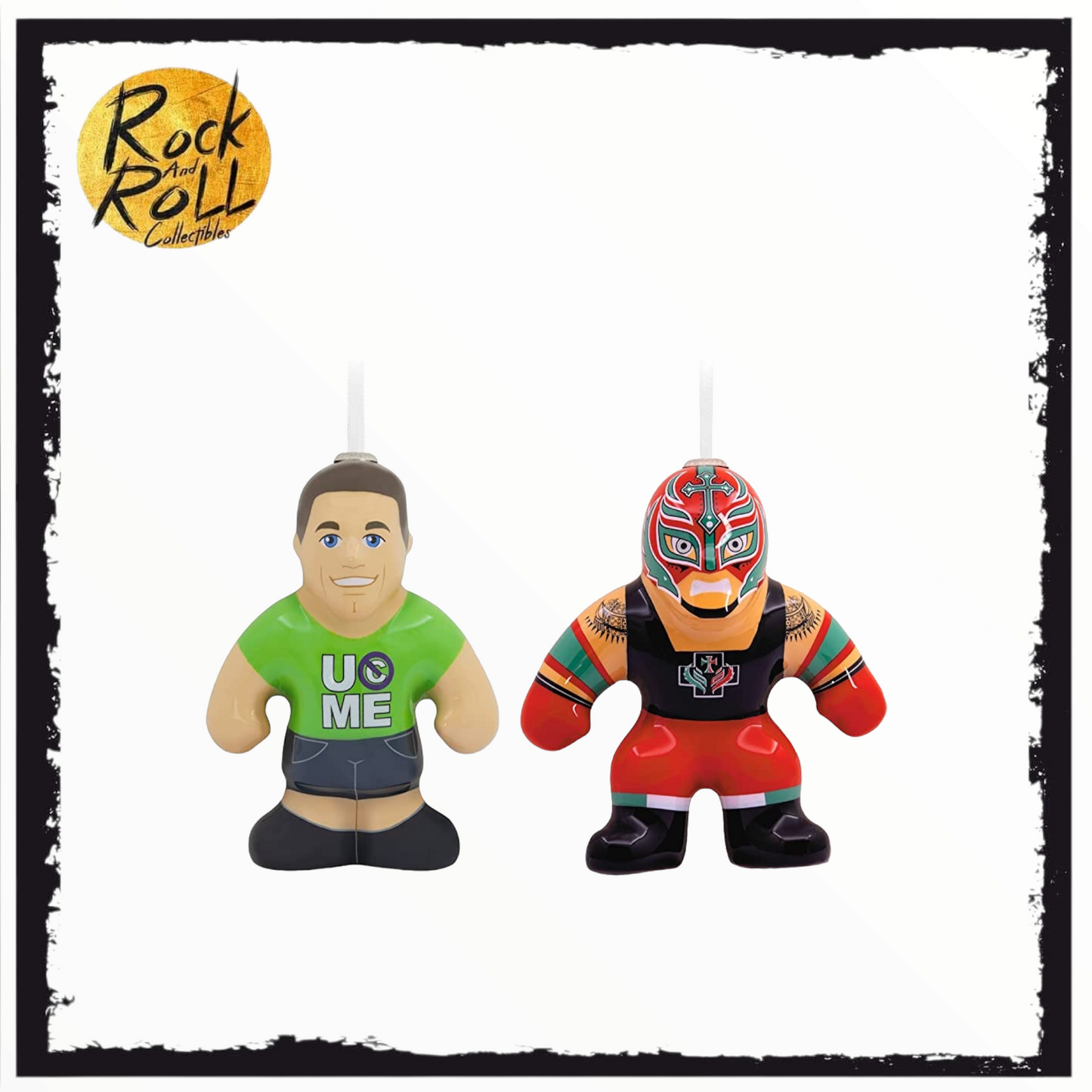 Hallmark WWE Decoupage Ornaments - John Cena & Rey Mysterio 2 Pack.