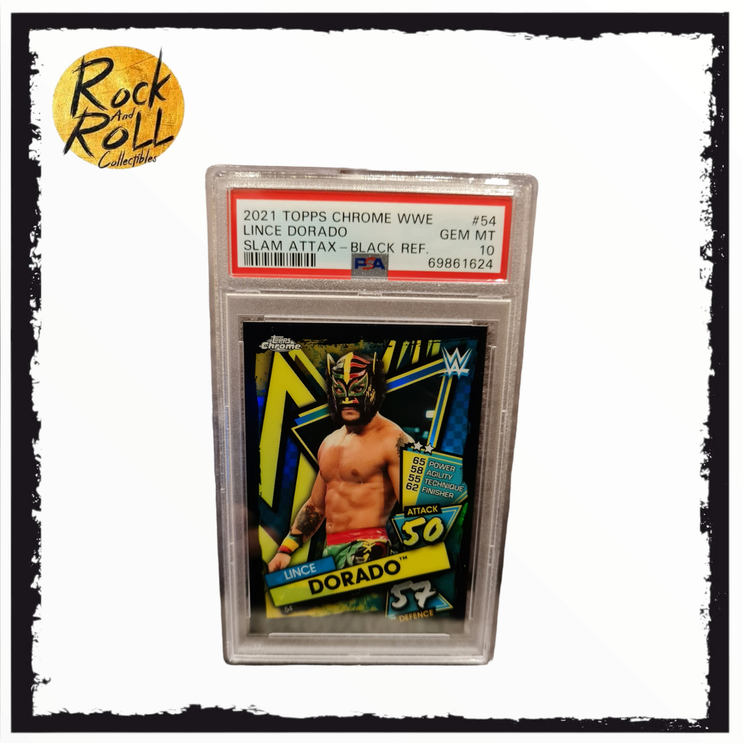 WWE 2021 Topps Slam Attax - Lince Dorado Black Refractor 06/10 #54 - PSA GEM MT 10