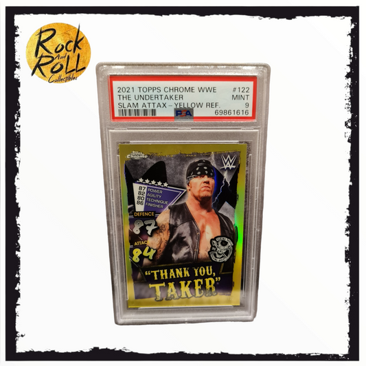 WWE Slam Attax - The Undertaker Yellow Refractor #122 LE 60/99 - PSA MINT 9