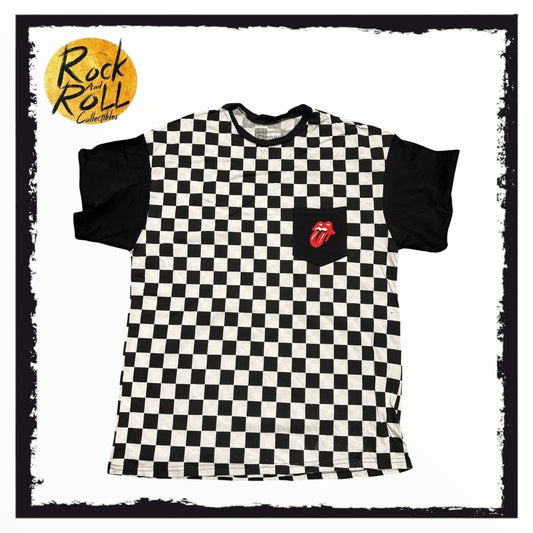 Rolling Stones Black and White Checkered T-Shirt - Large