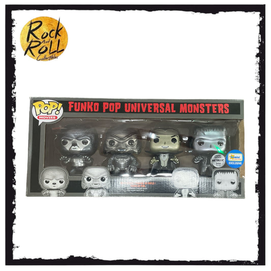 Universal Monsters 4 Pack (Metallic) Funko Pop! Movies. Gemini Collectibles Exclusive LE300 Pcs. Condition 7.5/10