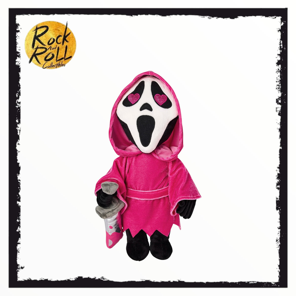 Spirit Halloween - Pink Ghost Face Heart Eyes Plush