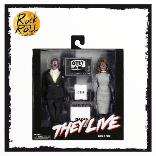 NECA They Live Aliens 8 Inch Retro Clothed Action Figure 2 Pack John Carpenter