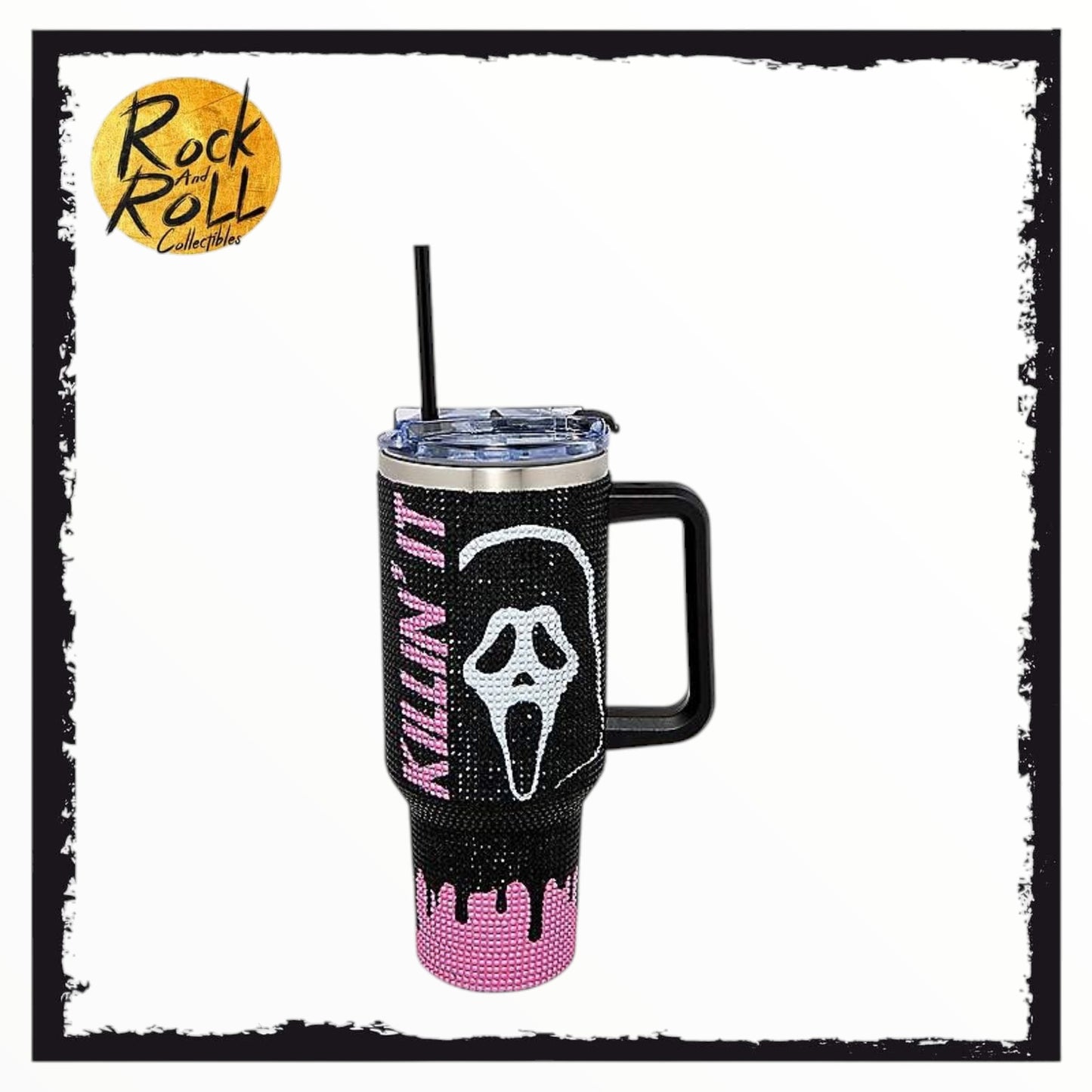 Spencers US Import - Ghost Face "Killin' It' (Pink) Rhinestones Drip 40oz Tumbler