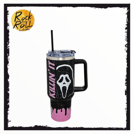 Spencers US Import - Ghost Face "Killin' It' (Pink) Rhinestones Drip 40oz Tumbler